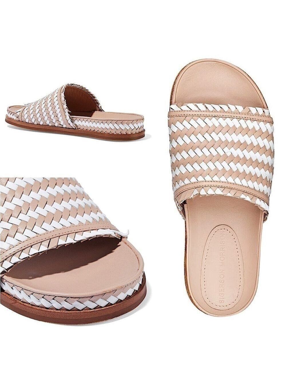 Sigerson Morrison Woven Leather Slide Sandals - Picture 5 of 12